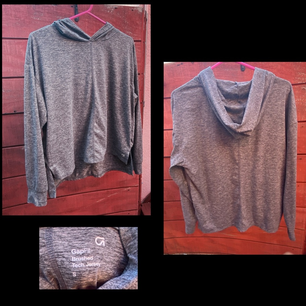 GapFit grey Brushed Tech Jersey Hoodie small